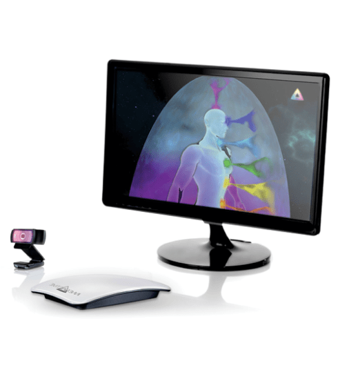 computer screen showing aura camera visualizing chakra